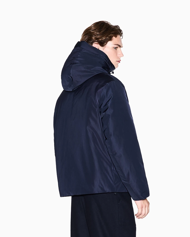 Armani Exchange - ZIP UP HOODED PUFFER JACKET, Man, Navy Blue, Size: