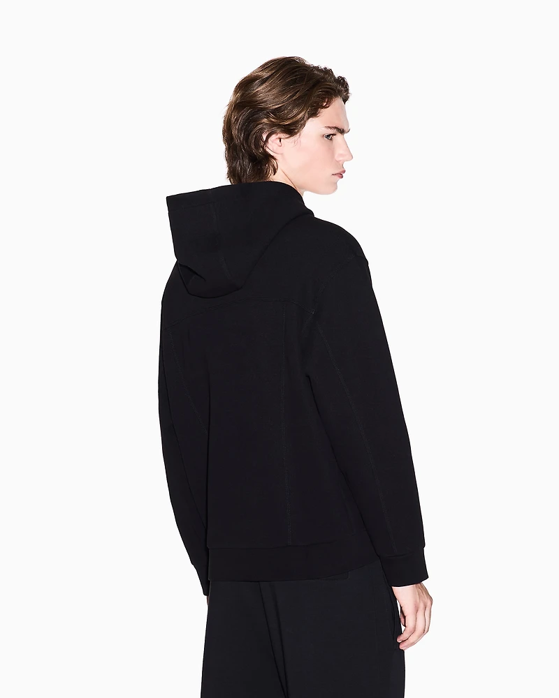 Armani Exchange - Piquet zip-up hoodie, Man, Black, Size: