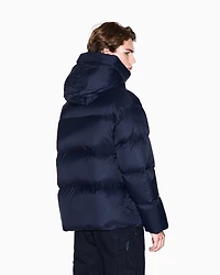Armani Exchange - Satin hooded down jacket, Man, Navy Blue, Size: