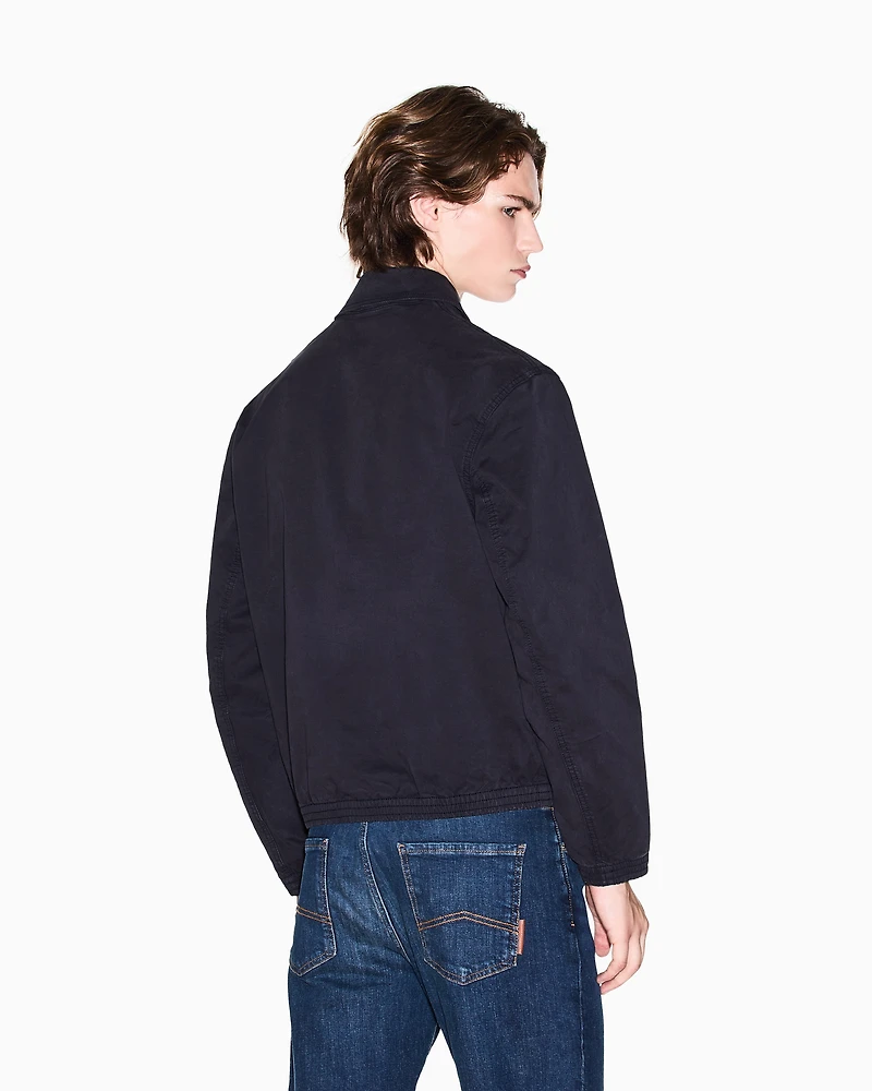 NAVY ZIP UP LOGO BOMBER JACKET