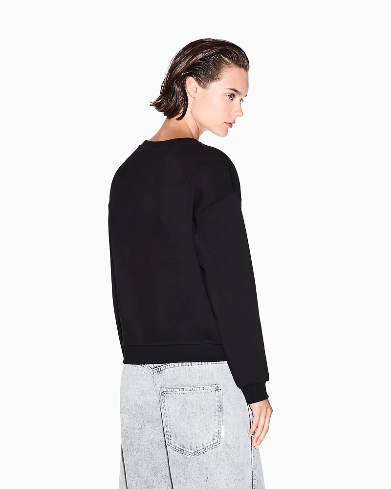 Armani Exchange - Basic crewneck sweatshirt, Woman, Black, Size: