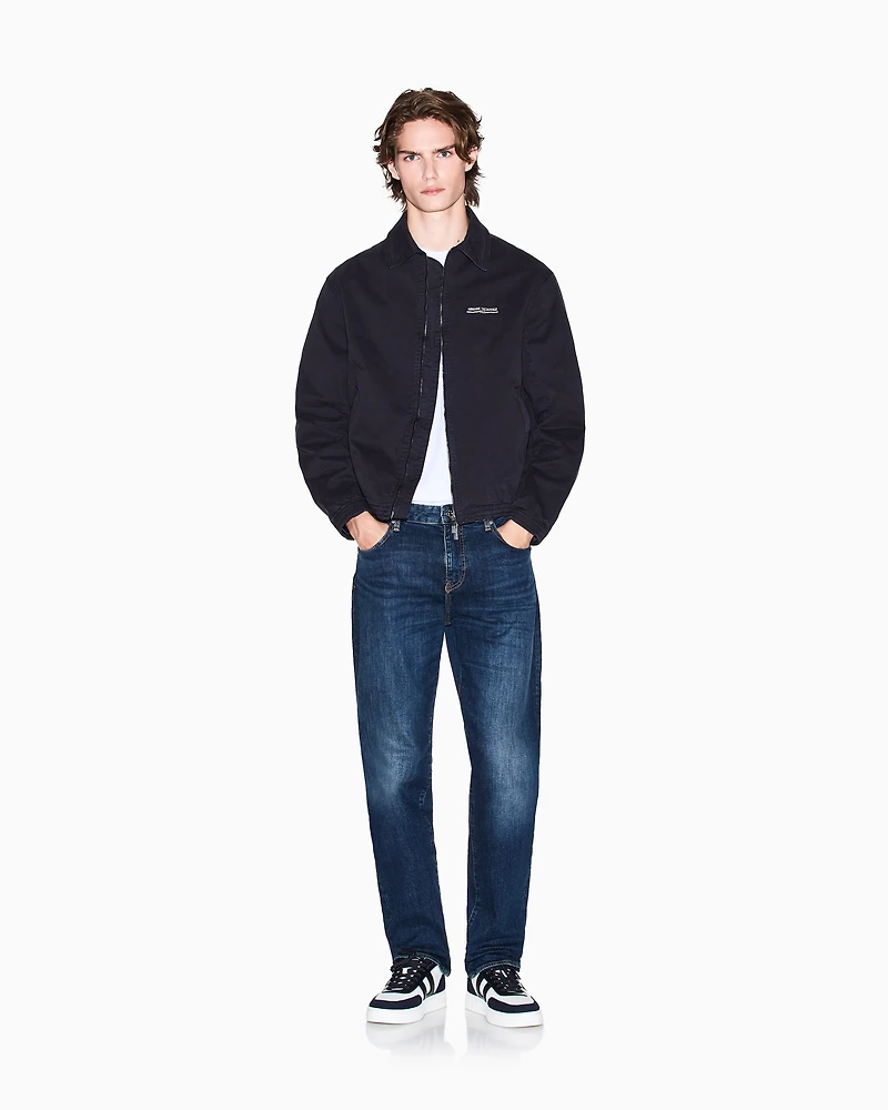NAVY ZIP UP LOGO BOMBER JACKET