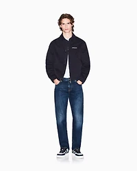 NAVY ZIP UP LOGO BOMBER JACKET