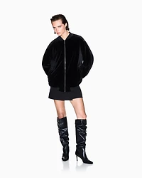 Armani Exchange - Oversized velvet bomber jacket, Woman, Black, Size: