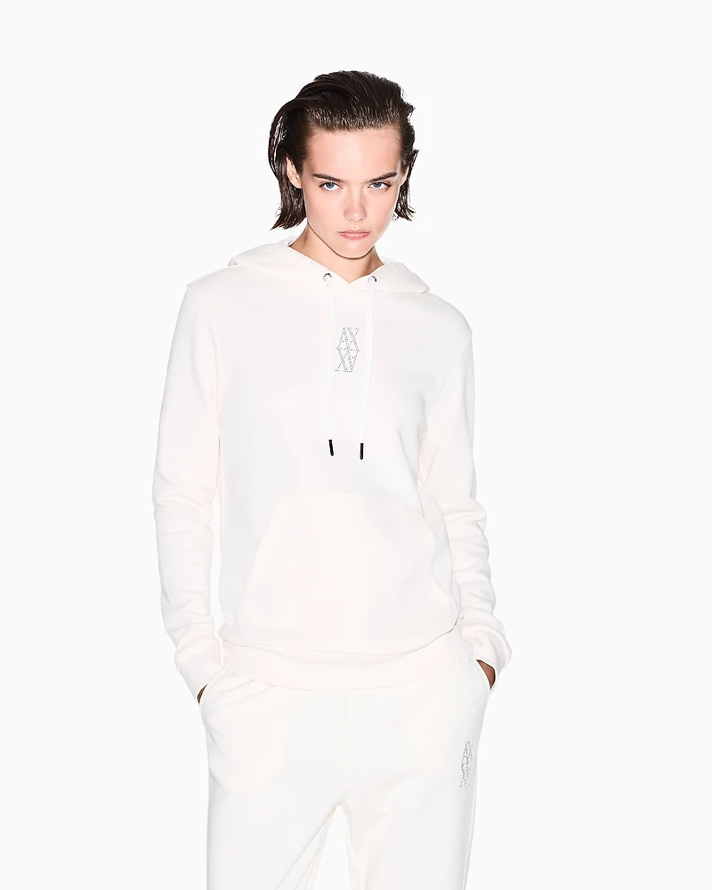 Armani Exchange - Hoodie with small logo, Woman, White, Size: