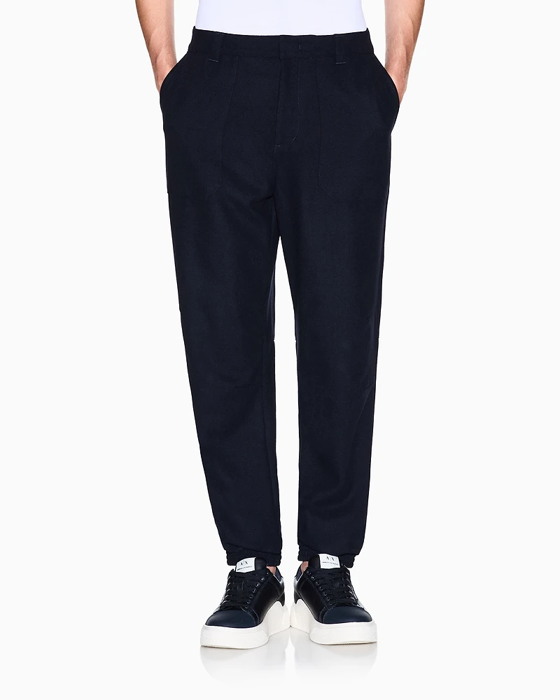 Armani Exchange - Oversized trousers with pleats, Man, Navy_blue, Size: