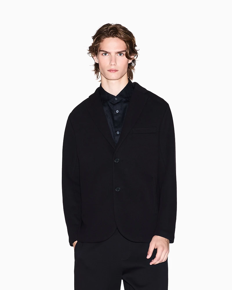 Armani Exchange - Single-breasted piquet jacket, Man, Black, Size: