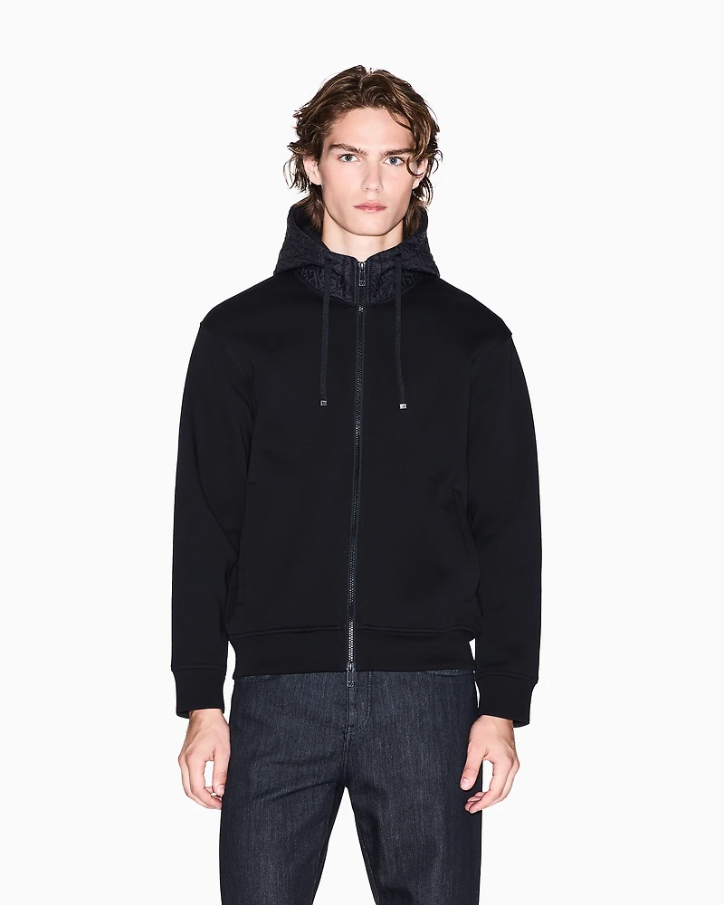 Armani Exchange - Zip-up sweatshirt with contrasting hood, Man, Black, Size: