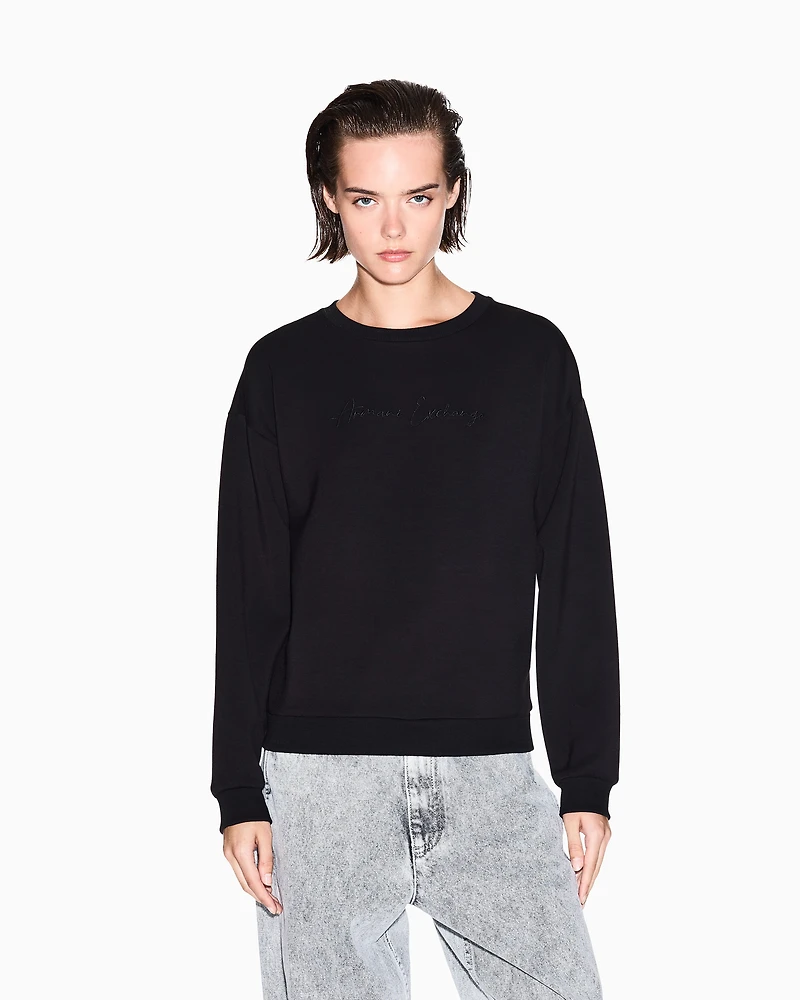 Armani Exchange - Basic crewneck sweatshirt, Woman, Black, Size: