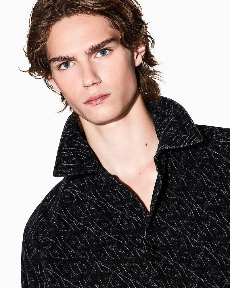Jacquard blouson with allover logo