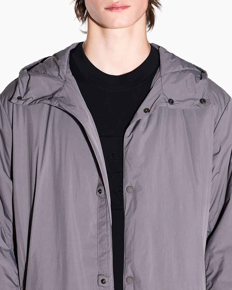 Wide trench coat with hood