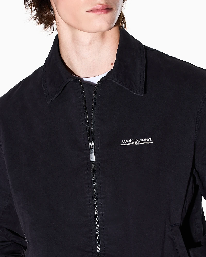 NAVY ZIP UP LOGO BOMBER JACKET