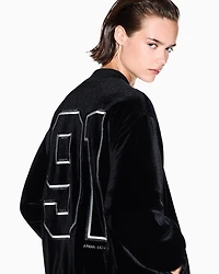 Oversized velvet bomber jacket