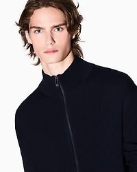 Armani Exchange - Full zip ribbed cardigan, Man, Navy Blue, Size: