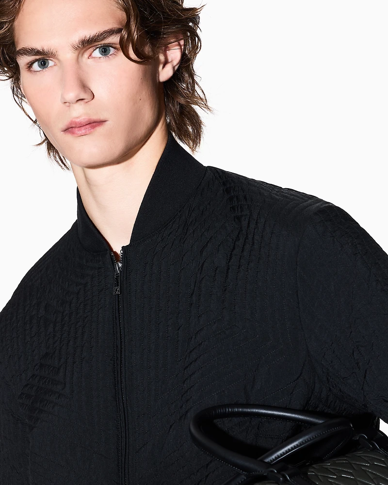 Armani Exchange - Geometric Quilted Bomber, Man, Black, Size: