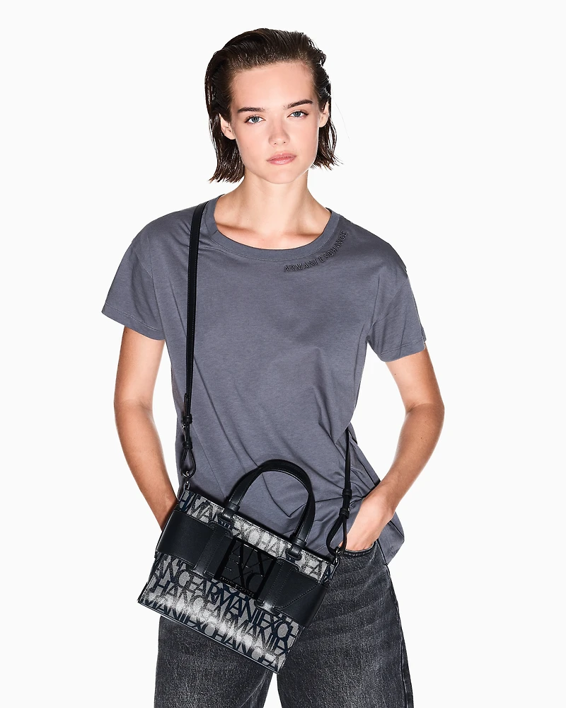 Armani Exchange - Medium tote bag with contrasting detail, Woman, Black, Size: TU