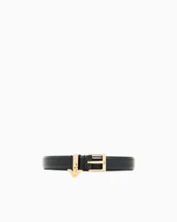 Emporio Armani - Smooth leather belt with eagle logo charm, Woman, Black, Size: