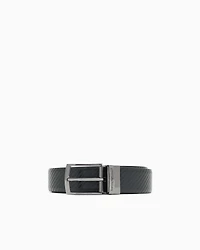 Emporio Armani - Reversible leather belt with embossed motif, Man, Black, Size: TU
