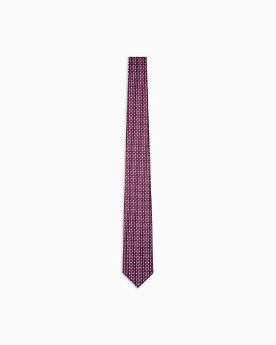 Emporio Armani - Pure silk tie with jacquard micro-pattern, Man, Burgundy, Size: TU