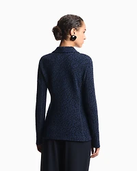 Emporio Armani - Wool knit jacket with dappled floral motif, Woman, Blue, Size: