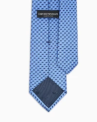 Emporio Armani - Pure silk tie with jacquard micro-pattern, Man, Light Blue, Size: TU