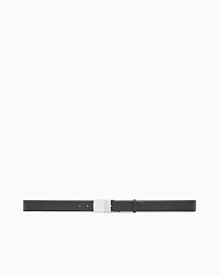 Emporio Armani - Pebbled leather belt with plate, Man, Black, Size: