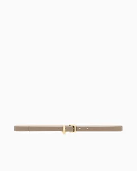 Emporio Armani - Smooth leather belt with eagle logo charm, Woman, Beige, Size: