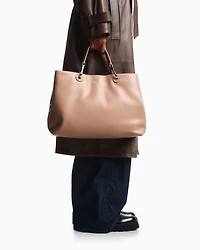 Emporio Armani - Nappa-leather medium MyEA shopper bag , Woman, Beige, Size: TU