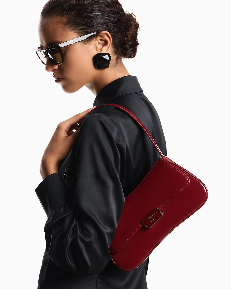 Emporio Armani - Patent-effect shoulder bag, Woman, Red, Size: TU