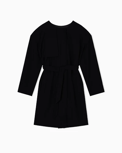 Emporio Armani - Technical cady trench coat with belt, Woman, Black, Size: