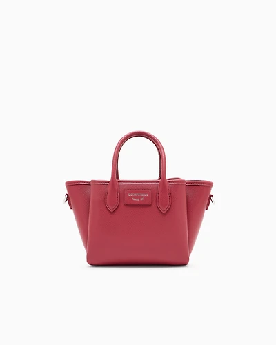 Emporio Armani - Small shopper bag with palmellato finish, Woman, Red, Size: TU