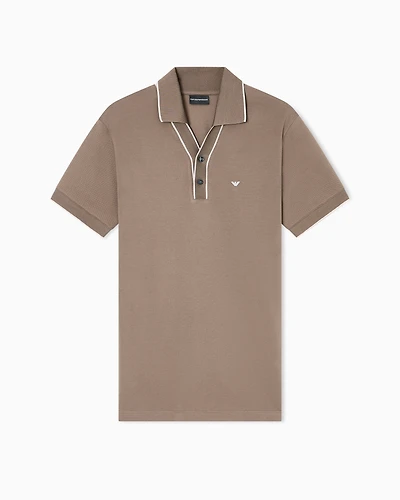 Emporio Armani - Piqué polo shirt with contrasting edges, Man, Beige, Size: