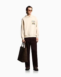 Emporio Armani - New York Capsule Collection EAT NYC print jersey hooded sweatshirt, Man, Beige, Size: