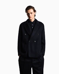 Emporio Armani - Double-breasted blazer wool cloth, Man, Navy Blue, Size: