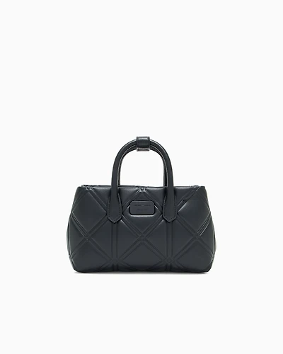 Emporio Armani - Nappa leather-effect mini bag with embossed motif, Woman, Black, Size: TU