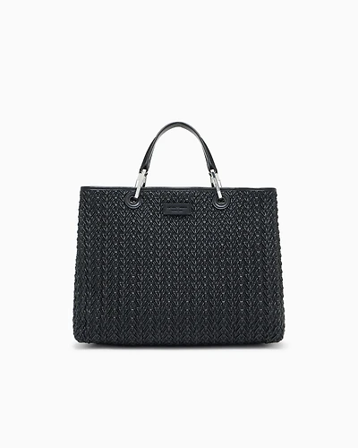Emporio Armani - Quilted-effect medium MyEA shopper bag, Woman, Black, Size: TU