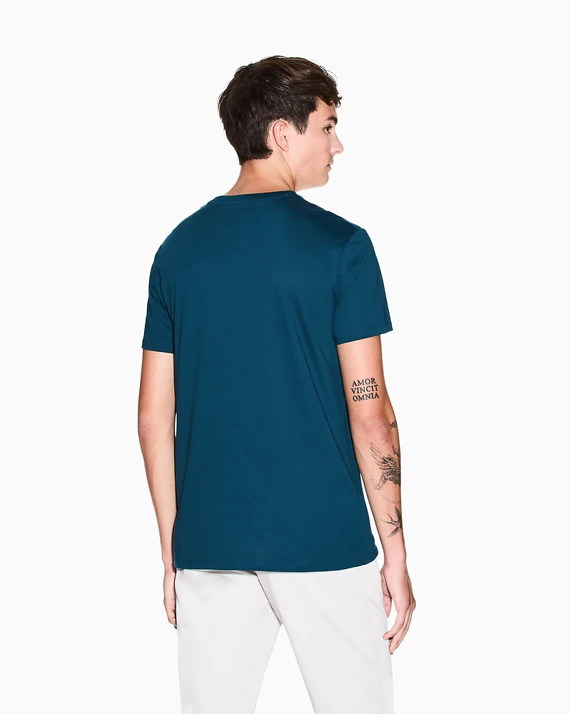 Armani Exchange - Slim fit T-shirt Pima cotton jersey, Man, Blue, Size: