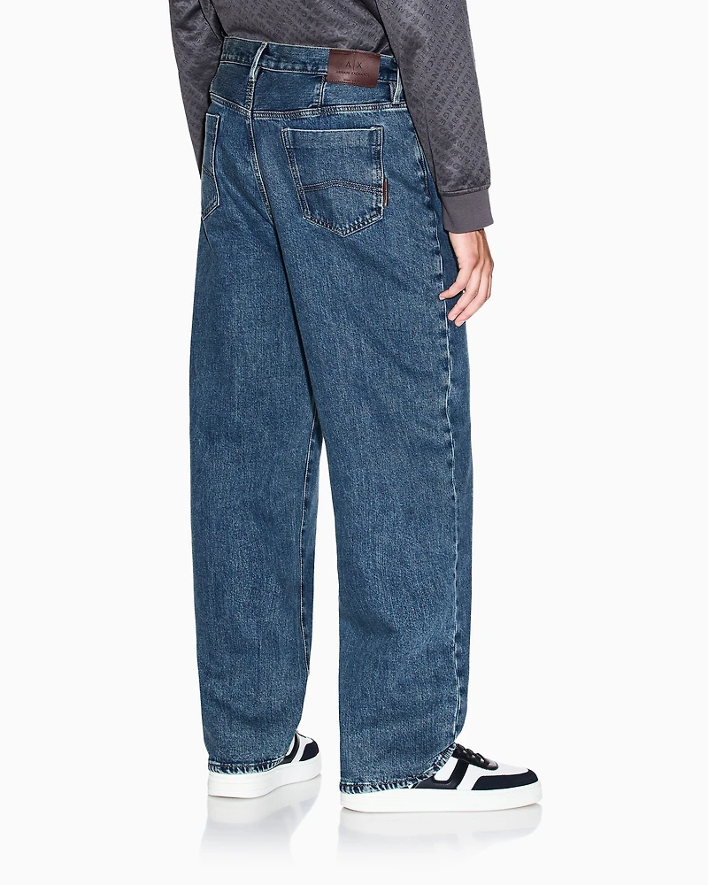 Armani Exchange - Loose Jeans, Man, Blue, Size: