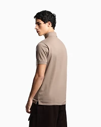Emporio Armani - Piqué jersey polo shirt with eagle patch, Man, Beige, Size: