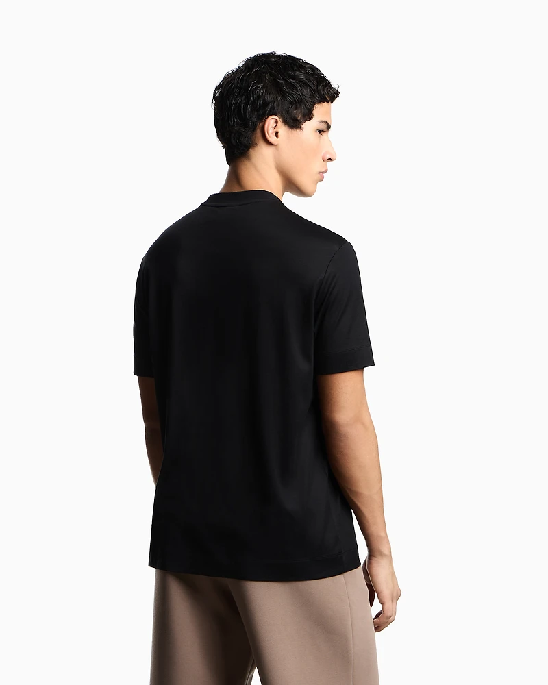 Emporio Armani - Lyocell blend jersey T-shirt with pocket and 3D-effect logo, Man, Black, Size: