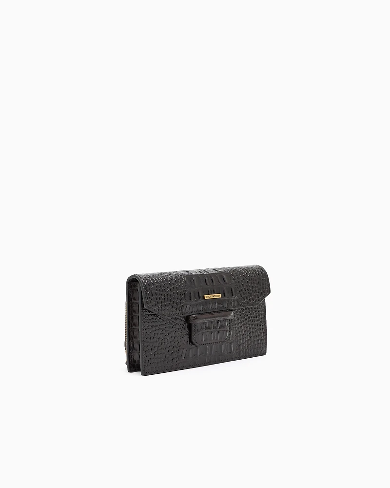 Emporio Armani - Crocodile-embossed leather pouch with flap, Man, Grey, Size: TU