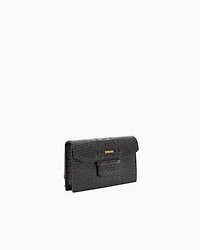 Emporio Armani - Crocodile-embossed leather pouch with flap, Man, Grey, Size: TU