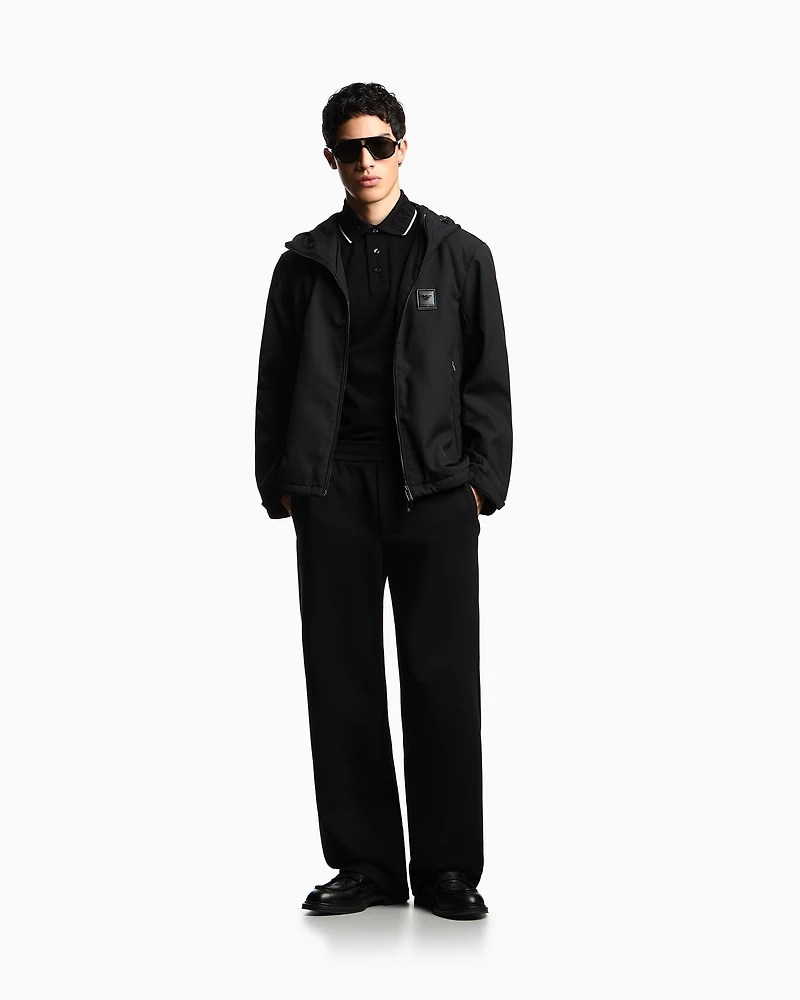 Emporio Armani - Nylon jacket with hood and visor, Man, Black, Size:
