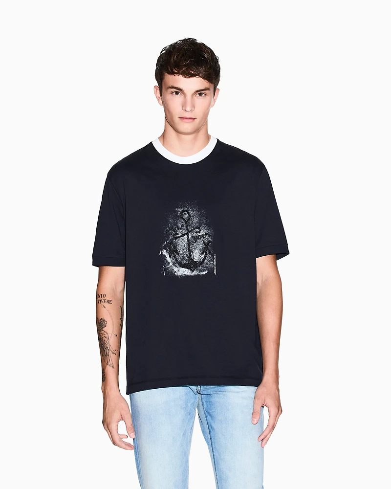 Armani Exchange - Regular Fit T-Shirts, Man, Navy Blue, Size:
