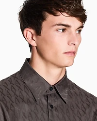 Armani Exchange - Regular fit cotton jacquard shirt, Man, Green, Size: