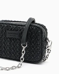 Emporio Armani - Embossed-effect camera case with chain shoulder strap, Woman, Black, Size: TU
