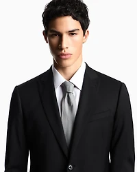 Emporio Armani - Pure silk micro-textured tie, Man, Grey, Size: TU