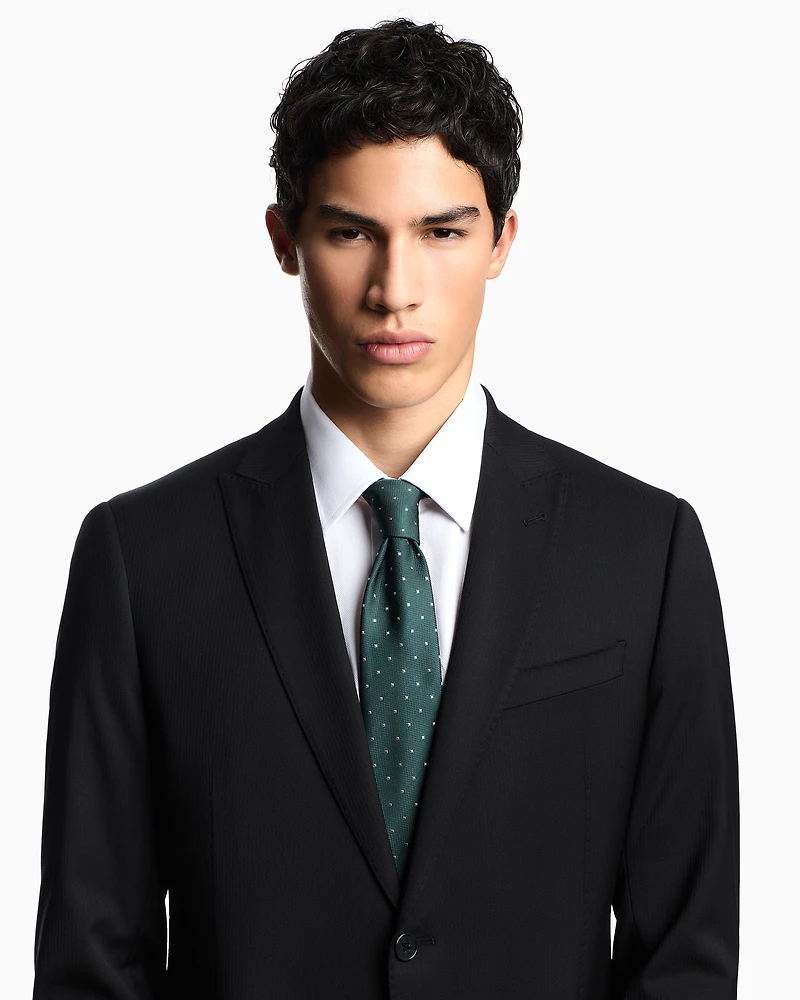 Emporio Armani - Pure silk tie with jacquard micro-pattern, Man, Green, Size: TU