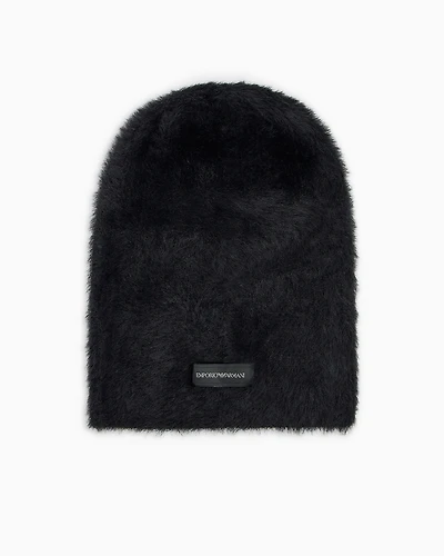 Emporio Armani - Faux fur fabric beanie, Woman, Black, Size: