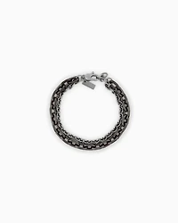 Armani Exchange -  Gunmetal and Silver-Tone Stainless Steel Double Chain Bracelet, Man, Multicoloured, Size: TU